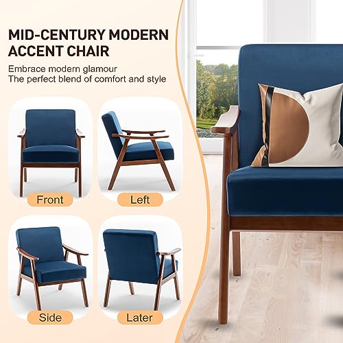 Sillón Plegable Terciopelo Azul miniatura 4