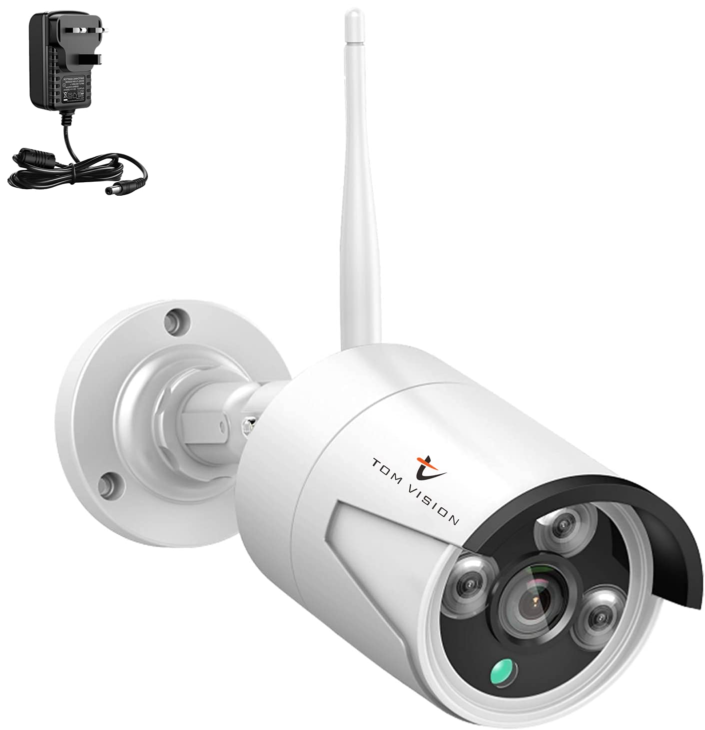 Tomvision 3MP Wireless Security Camera for Tomvision 8CH WiFi Surveillance NVR with 12V2A Power Adapter,2MP IP Cameras Outdoor with 20m Night Vision, IP66 Waterproof,No Video Cable Needed (White)