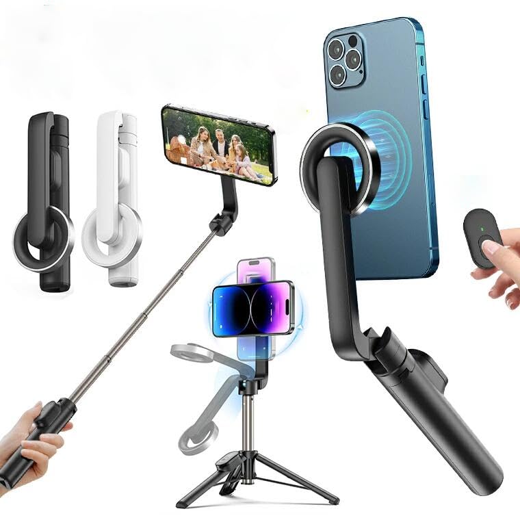Amazon | マグネットで簡単脱着！自撮り棒 スマホスタンド 折りたたみ