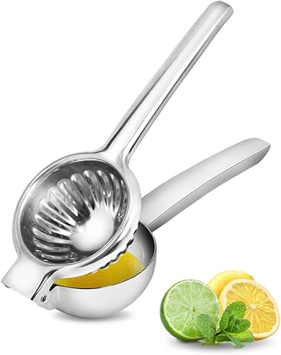 Brigii Exprimidor de limón para lima y limón, acero inoxidable 304 resistente, exprimidor manual de alto rendimiento de jugo, mango ergonómico, apto