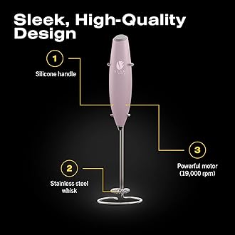 Bean Envy Milk Frother for Coffee - Handheld, Mini Electric Drink Mixer, Foamer & Frother with Stand for Coffee, Lattes, Hot Chocolates and Shakes - Pink