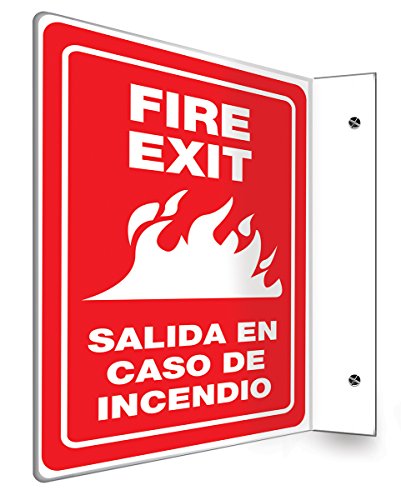 Panneau de sortie de secours bilingue espagnol 90D Accuform SBPSP441 pour ERP