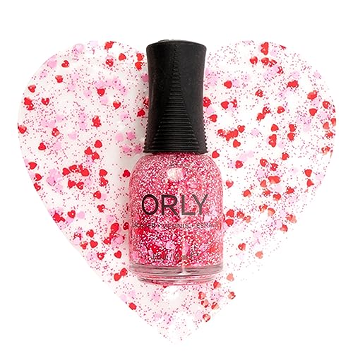 Orly Nail Polish Crush | Valentines Day Red and Pink Nail Lacquer | Confetti Glitter Top Coat for Nails 0.6 fl oz