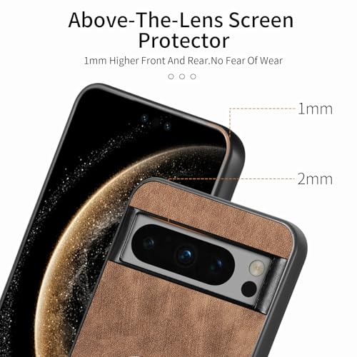 Coque Pixel 8 Pro avec anneau et protection écran silicone marron - 3