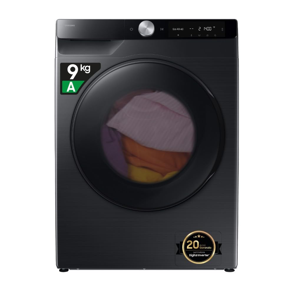 Samsung Lavasciuga Slim AI Control EcoDosatore WD90DG6G94BB, 9+​5 kg, Wifi, Ecodosatore, AI Wash, Carica Frontale, 60L x 85H x 48P cm