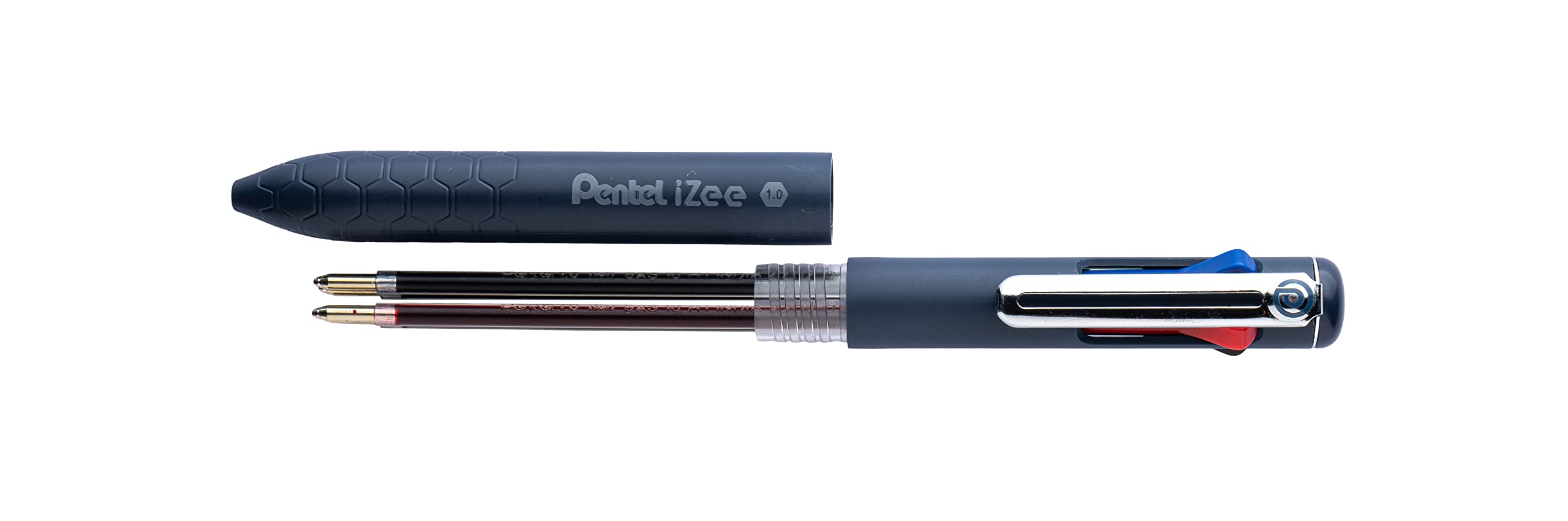 Pentel iZee BXS10-B2 Refill BXC470 4-Colour Ballpoint Pen, 0.5 mm Line Width, 2 Refills in Polybag, 1 Pack of 12 Polybags, Red - Image 2