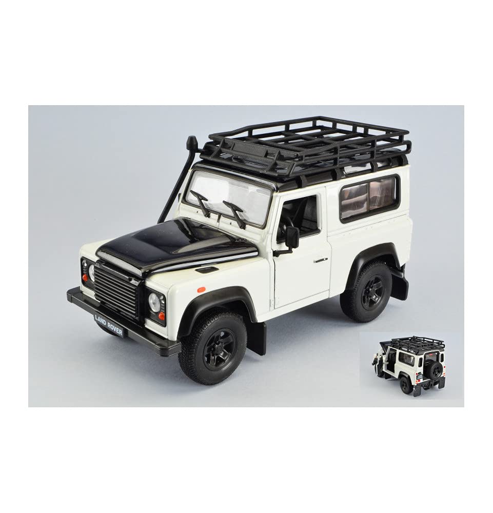 LAND ROVER DEFENDER 1984 WHITE/BLACK WITH ROOF RACK 1:24 - Welly - Road Cars - Die Cast - Model