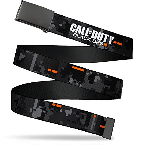 Buckle-Down unisex-adult's Web Belt, CALL OF DUTY-BLACK OPS III Digital Camo Grays/Black/Orange/White, 1.25"