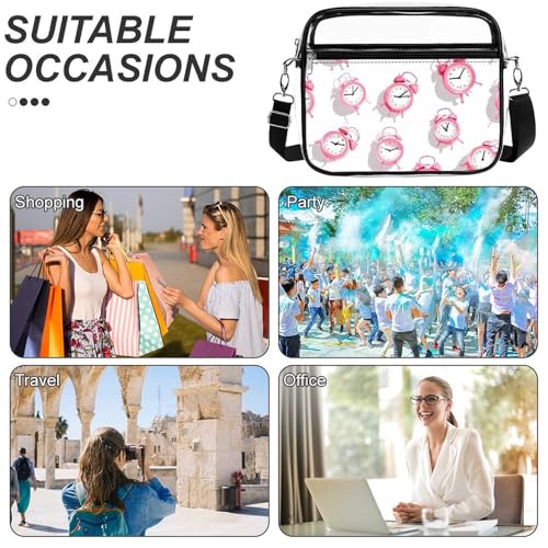 Alarm Cocks Large Clear Stadium Bag Clear Mini Messenger Bags with 2 Compartments Crossbody Bag4