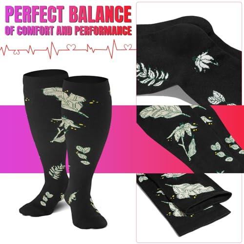 Image of 4Pairs Plus Size Compression Socks For Women&Men,Wide Calf Knee High Socks | Bropite plus-size knee high compression socks,wide calves for circulation swelling pregnancy nurses and travel