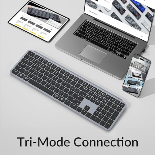Image of Keychron B6 Pro Ultra-Thin Wireless Keyboard, Full-Size QMK with Numeric Keypad Quiet Typing, 2.4 GHz /Bluetooth 5.2 /Wired Connection Long Battery Life, Compatible with Mac Windows Linux - Space Gray