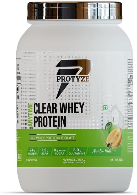 - Anytime Clear Whey Protein Isolate | 24g Protein Per Scoop | Nimbu Pani, 30 Servings | ISO & HACCP Certified | Lean Muscle Growth, Easy Digestion & Refreshing