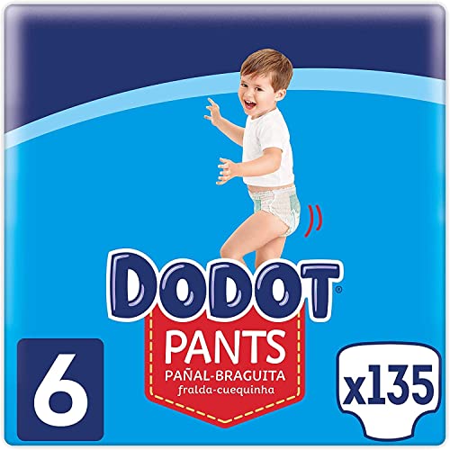 Dodot Pañales Bebé Pants Talla 6 (+15 kg), 135 Pañales, Pañal-Braguita con Ajuste 360° Anti-Fugas