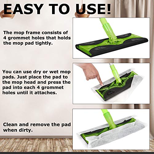 image for Guay Clean Flat Mop Sweeper Cleaning Kit Set with Adjustable Handle - 