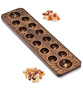 Yellow Mountain Imports Mancala Set with 44 Centimeters Solid Wood Board and Quartz Pebble Playin...