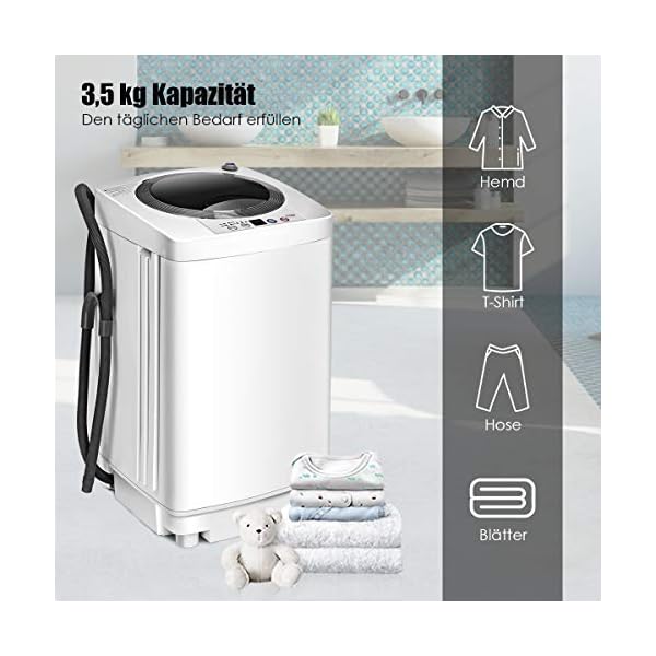 DREAMADE Waschvollautomat Waschmaschine 3,5kg, Miniwaschmaschine mit Schleuder,Toplader, Pump,6 Model, Miniwaschmaschine vollautomatisch, Weiß – Bild 3