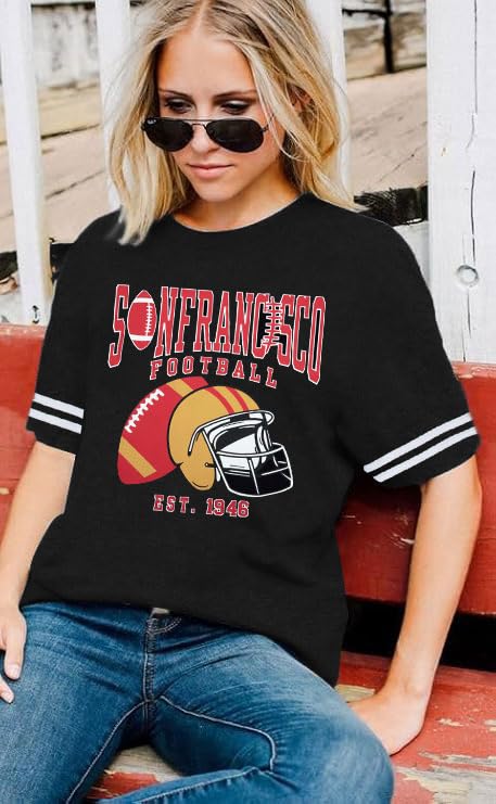 Football Shirt Women Game Day Shirts Football Season Number 87 Shirt Casual Season Short Sleeve Tops3