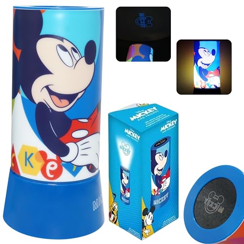 Veilleuse projecteur LED Mickey Mouse pour enfants – Lampe de bureau cylindrique à piles de 19...