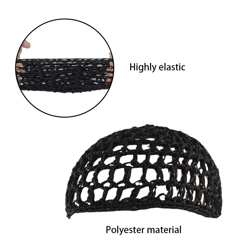 5PCS Crochet Hair Nets for Sleeping - Reusable Sleeping Hair Wrap & Wig Protection Cap for Shower, Makeup(Black+Gray)