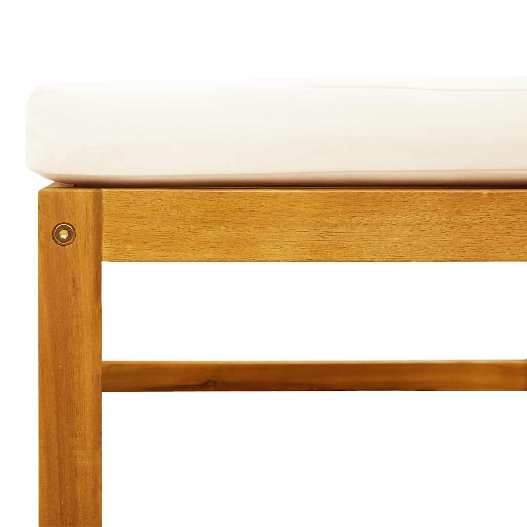 Taboret ogrodowy z poduszką z litego drewna akacjowego, 65 x 65 x 29 cm, do użytku na zewnątrz, do ogrodu, na taras, balkon, ze zdejmowaną, nadającą się do prania tapicerką, odporny na warunki