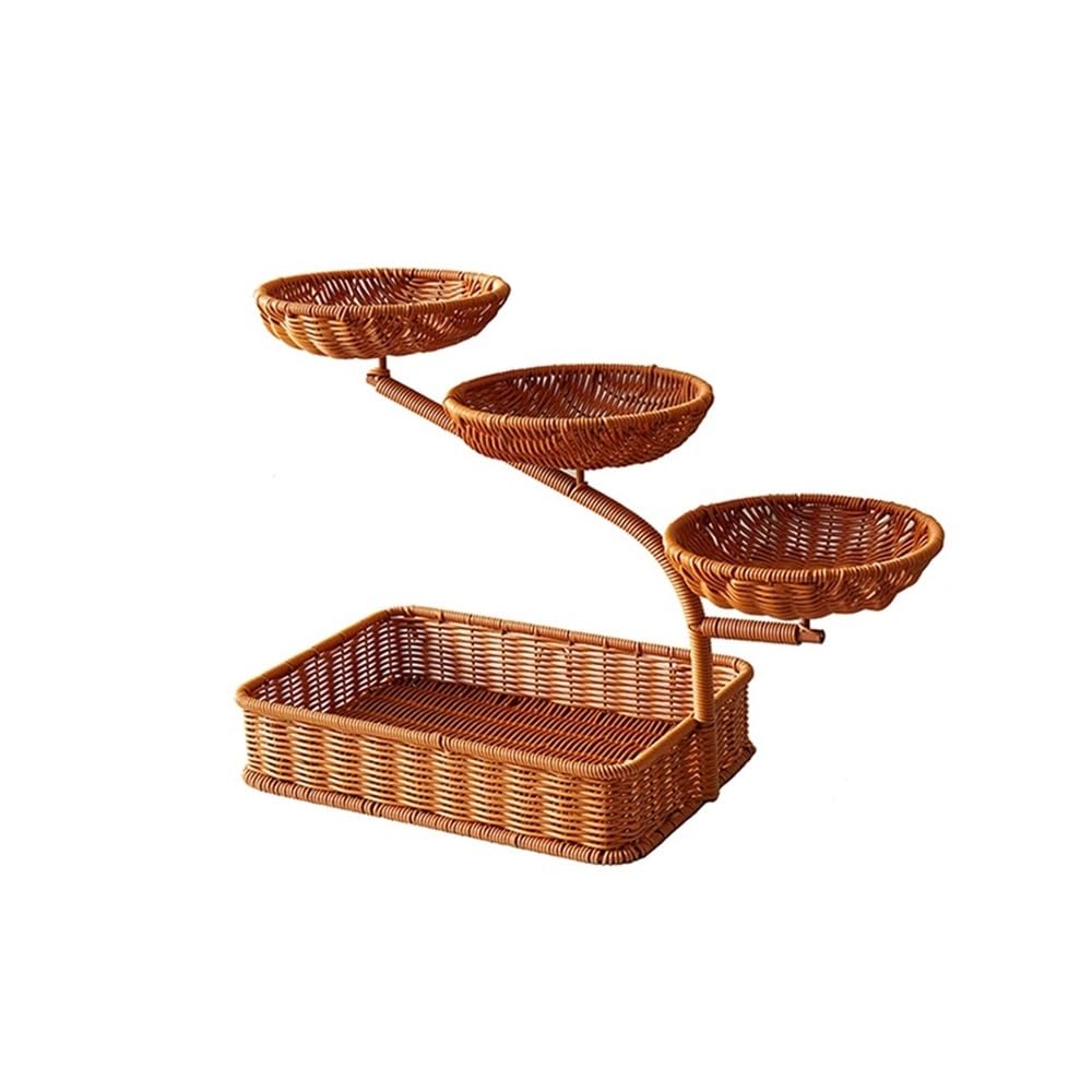 Zhaoj24-05 Fruit Racks Imitation Rattan Woven Bread Basket Rustic Farmhouse Snack Display Bowl Food Container Holder Tray