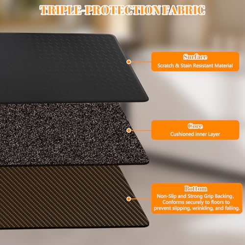 Kitchen Mat, 2 Pieces Non Slip Kitchen Rug Set, Anti Fatigue Soft Comfortable Standing Mat, Waterproof Oil Resistant Leather Cushioned Mats for Kitchen Floor Office, 44 x75cm+44 x150cm (Black) - Image 6