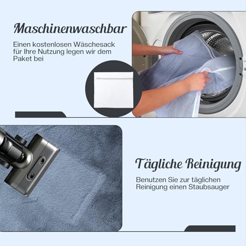 FeinKulturia Teppich Rund 60 cm, Waschbare Hochflor Kaninchenfellimitat Teppiche, Flauschig EIN Weicher Rutschfester Teppich für Wohnzimmer, Schlafzimmer und Kinderzimmer, Pet Bed Mat