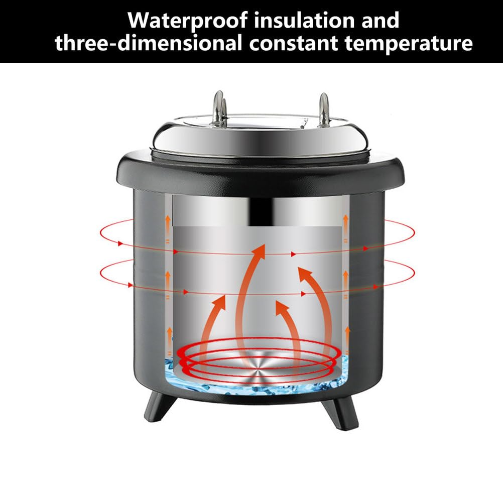 AIZYR Bollitore per Zuppa da 13 Litri Scaldazuppa Elettrico, Scaldavivande con Contenitore Estraibile in Acciaio Inox Scaldavivande da Banco per Ristoranti E Catering Domestici,Curved