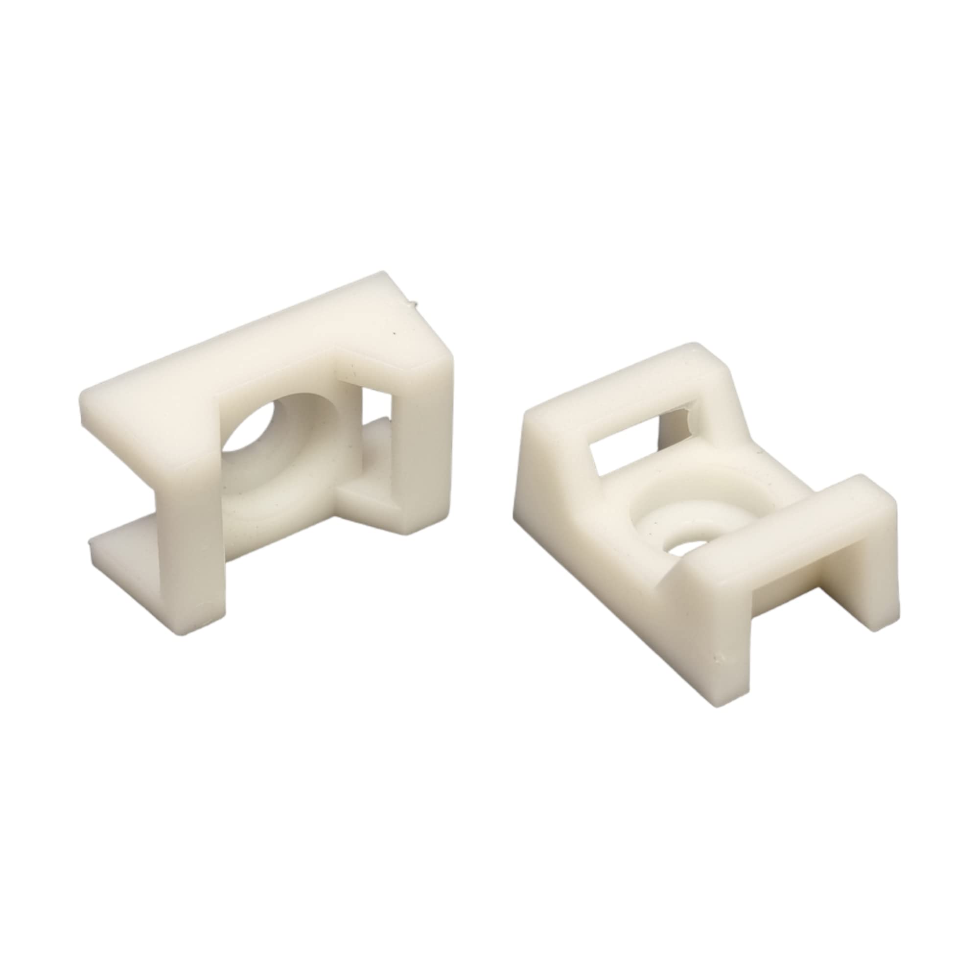 White Screw Mount Cable Tie Bases 100 Pack - Cable Ties Up To 5Mm Wide - 4Mm (M4) Screw Hole