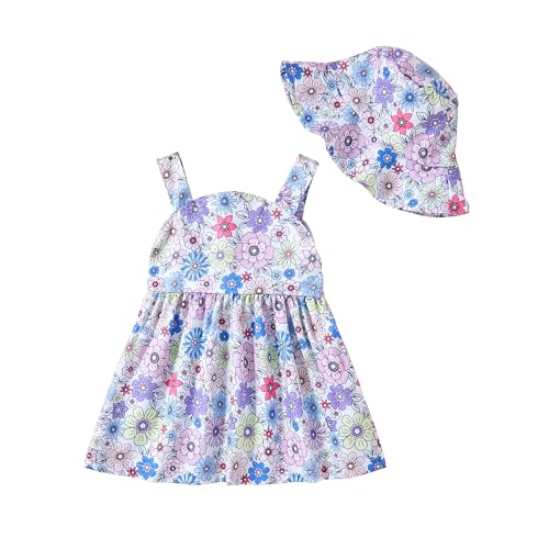 Image of Newborn Infant Baby Girl Dress Toddler Girl Clothes Halter Backless Sleeveless Flower Sundress Summer Dresses for Girl