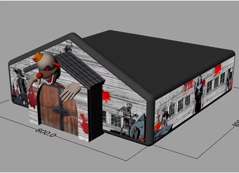 8x8m Giant Clown Head Inflatable Halloween Maze Inflatable Haunted House Bloody Labyrinth Puzzel Game（26x26ft with Removable roof and Blower）