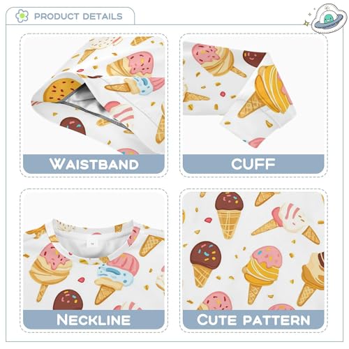 JUNZAN Cute Ice Cream Big Boys Hooded Sweatshirt Fleece Tops Clothing Shirts Athletic 4T3