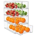 Sorbus Fridge Drawers - Clear Stackable Pull Out Refrigerator Organizer Bins - Food Storage Containers for Kitchen, Freezer, Vanity & Fridge (6 Pack | 1 Medium, 2 Small Stackable Drawer Bins)