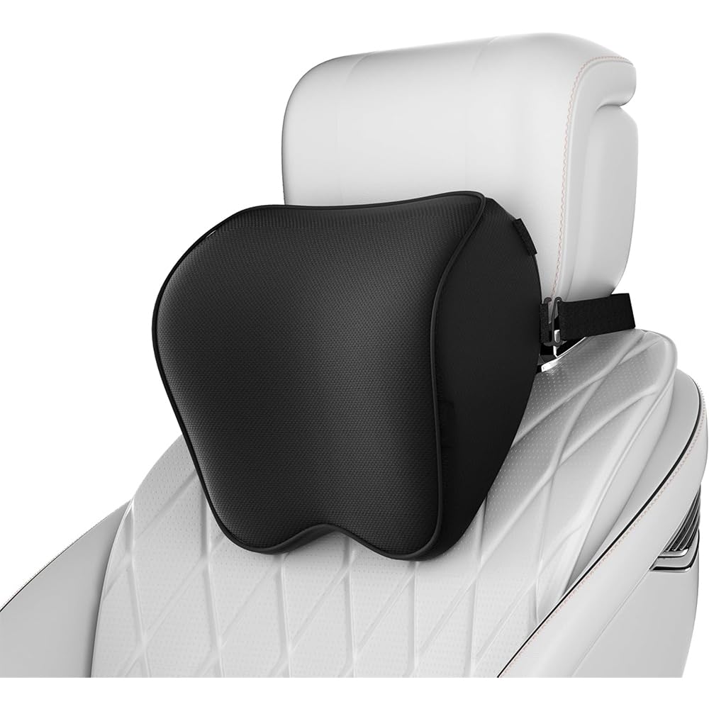 Woniyal Neck Support Pillow for AUDI Q8 Sportback e-tron(GE)(2022-2026), Car Seat Headrest, Car Headrest Pillow, Relieving Neck Fatigue, Adjustable Strap, knitted fabric,Black
