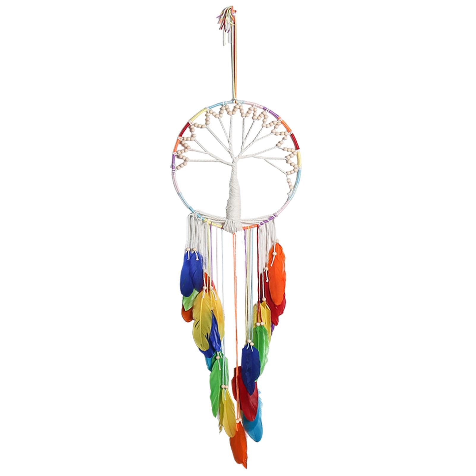 Atrapasueños de macramé boho para decoración de pared interior con diseño de malla circular