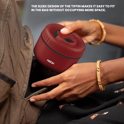 Image of MILTON Snack Box Big I Inner Steel, PU Insulated 510 ml I Leak Proof with Air Vent I Lunch Box for Office Use, School I Maroon