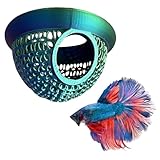 Embhlitfe Adornos para cueva de acuario para refugio suspendido de camarones y peces pequeños, hamaca Betta fomenta el descanso y la cría naturales (azul-verde)