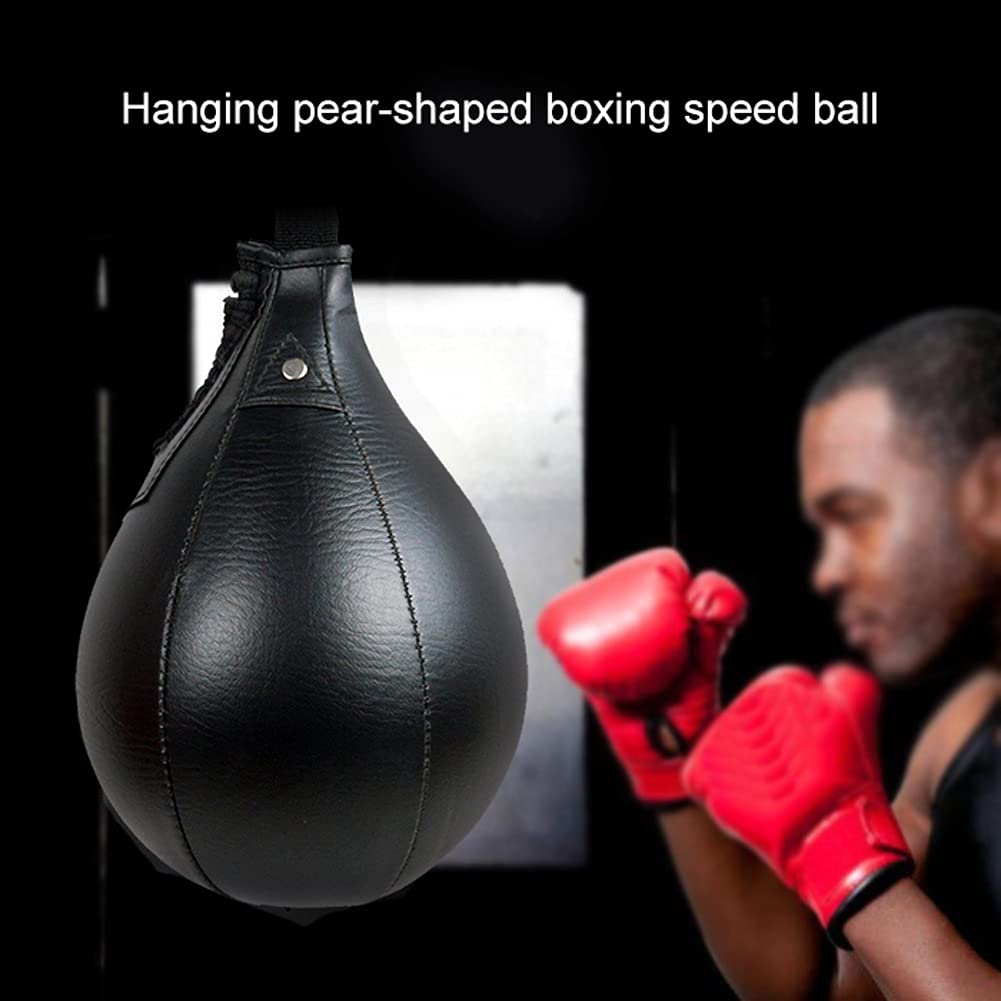 Faderr Speed Ball, palla di velocità in pelle PU, sacco da pugilato girevole, per allenamento di pugilato, per palestra, combattimenti sportivi (nero)