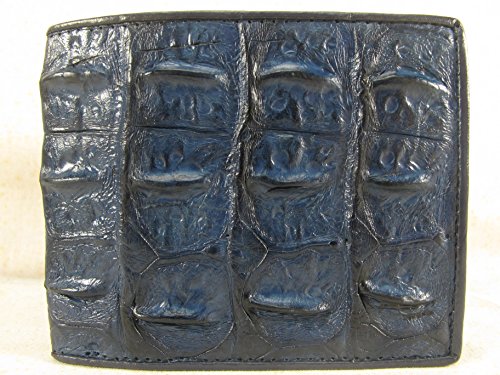 Image of Pelgio Genuine Crocodile Alligator Backbone Skin Leather Bifold Wallet ([B1] 6 Card Slots + 2 ID Windows + 2 Compartment for Bills, Cobalt Blue)
