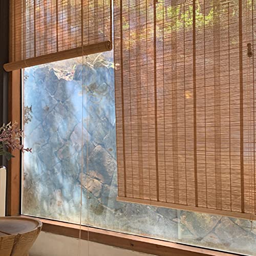 Estor enrollable para jardín, cocina, balcón, 170 cm de ancho, para interior de ventana y puerta, cortina enrollable con láminas finas tejidas, color blanco, 110 x 220 cm