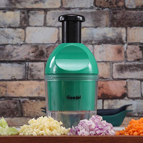 Geedel Food Chopper, Easy to Clean Manual Hand Chopper Dicer, Slap Press Chopper Mincer for Vegetables Onions Garlic Nuts Salads and More - Save Your Prep Time