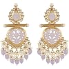 Jwellmart Indian Bollywood Glamorous Handcrafted Contemporary Designer Jewelry Long Chandelier Earrings Rhinestone Crystal Gold Tone For Women