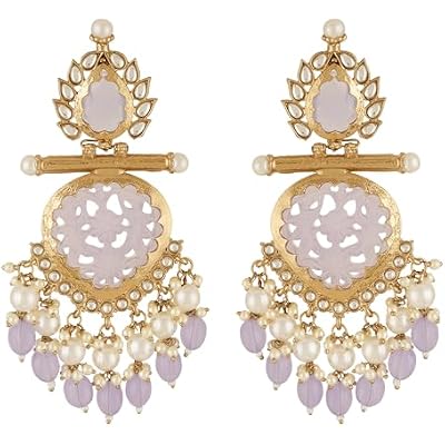 Jwellmart Indian Bollywood Glamorous Handcrafted Contemporary Designer Jewelry Long Chandelier Earrings Rhinestone Crystal Gold Tone For Women