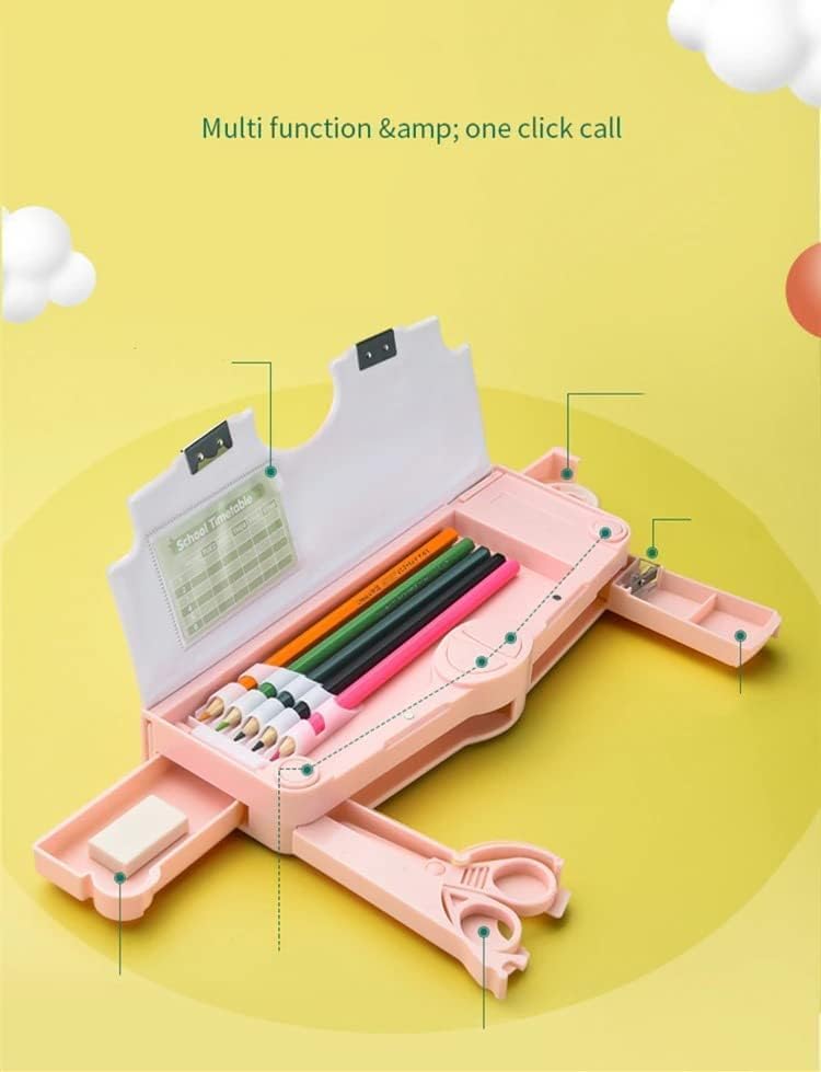 Image of Parshya Plastic Multifunctional Cute School Pencil Box,Unicorn Compass Box For Boys,Geometry Pencil Box For Kids With Inbuilt Scissor,Ruler,Eraser & Sharpener,Magnetic Pencil Box (Multicolor)