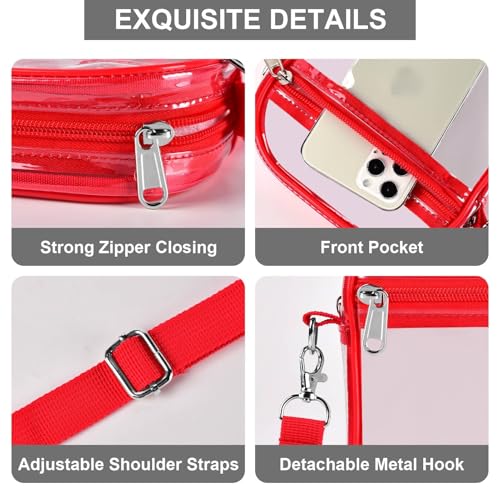 Image of Fibrdoo Clear Crossbody Purse Bag, Clear Bag Stadium Approved with Front Pocket for Concerts Sports Festivals