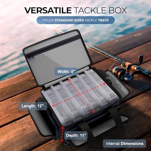 Image of Reaction Tackle Saltwater Fishing Tackle Bags, Water Resistant 1000D PVC Tackle Box Bag with Removable Dividers, Fits 3600 and 3700 Trays, Medium