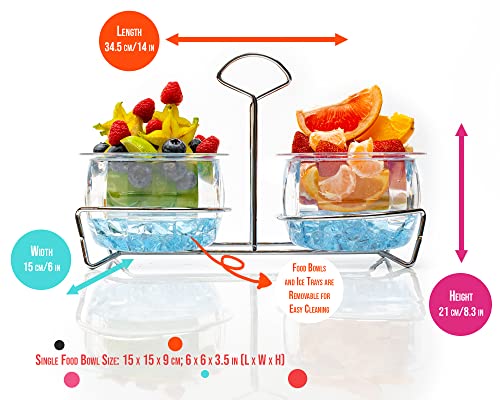 Gespink Dip Bowls Set, Dipping Bowls, Chilled Serving Bowl, Ice Serving Bowl With Ice Holder For Parties, Ice Bowl Dip Container On Ice Compartment, Bar Condiment Garnish Server, With Light Ice Bonus #TOP2