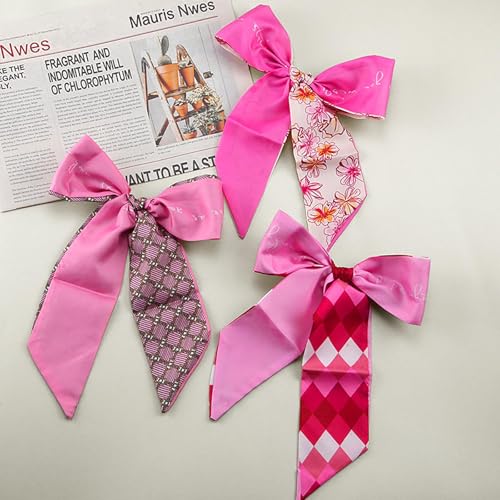 4Pcs Fashion Scarves for Women, Multifunctional Scarves Headbands Satin Scarf for Bag Hair Accessories3