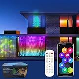 VIVBCLI Tenda Luminosa Natale Smart, 400 LEDs Luci Dinamiche per il Fai-da-Te, 200+ Modalità Scena Curtain Light, Controllato Tramite APP e Telecomando, con la Musica (3m * 3m)