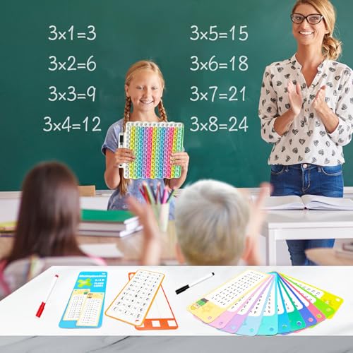Image of Multiplication Flash Cards + Pop Fidget Multiplication Chart, Times Table Educational Flashcard 3rd Grade, 4th, 5th, 6th Grade, Mint